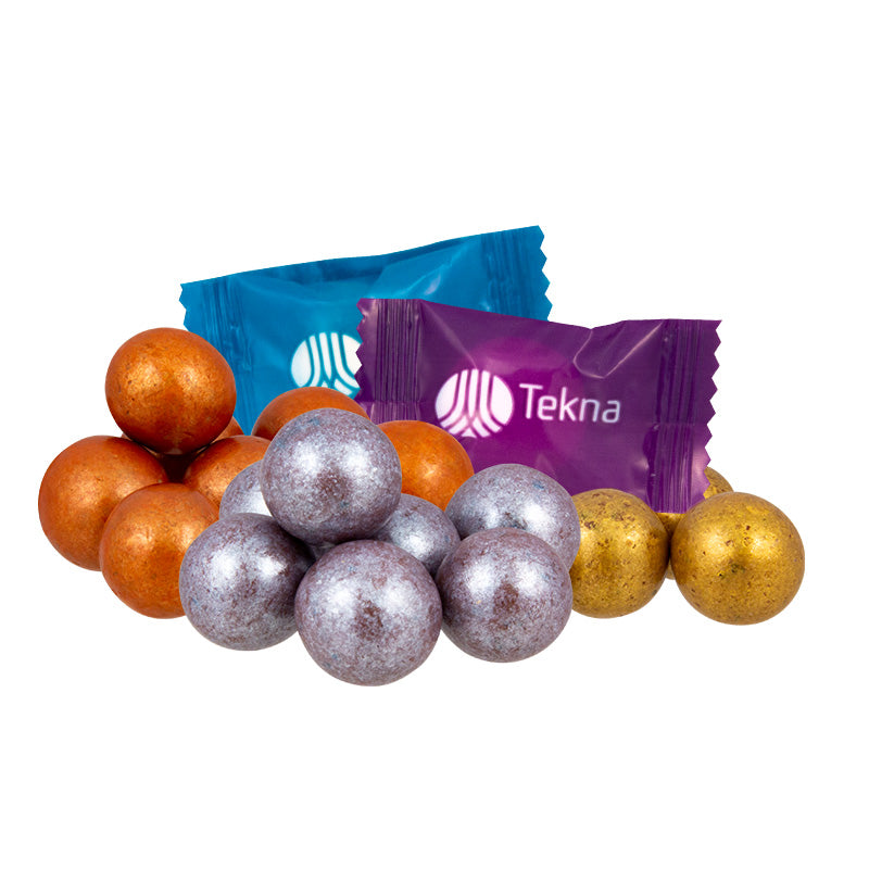 Flowpakattu lakritsi/suklaa kuula